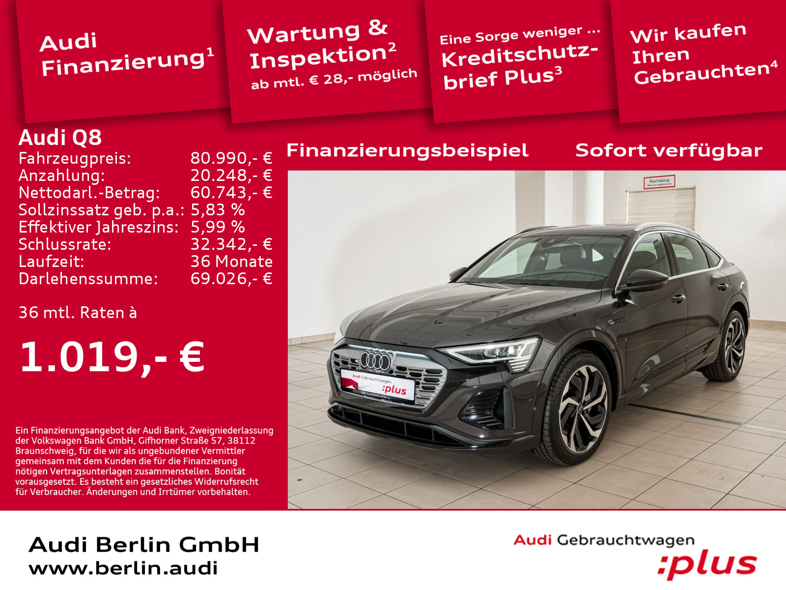 Q8 Sportback S line 55 e-tron quatt ro 300 kW