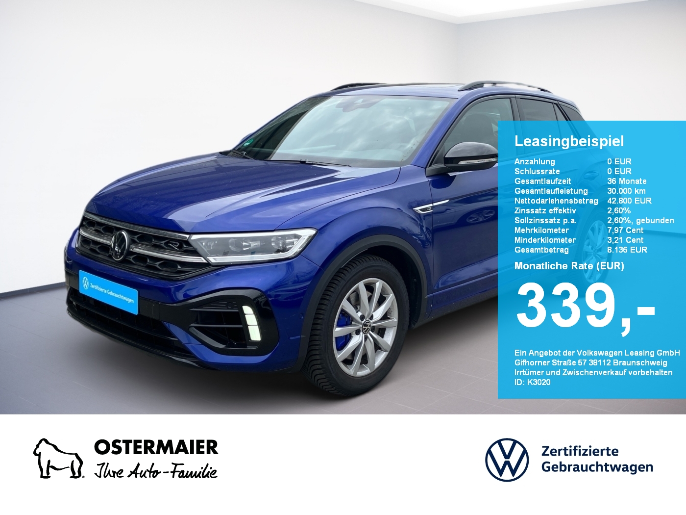 Volkswagen T-Roc 2.0 TSI R BLACK 300PS 65t 19