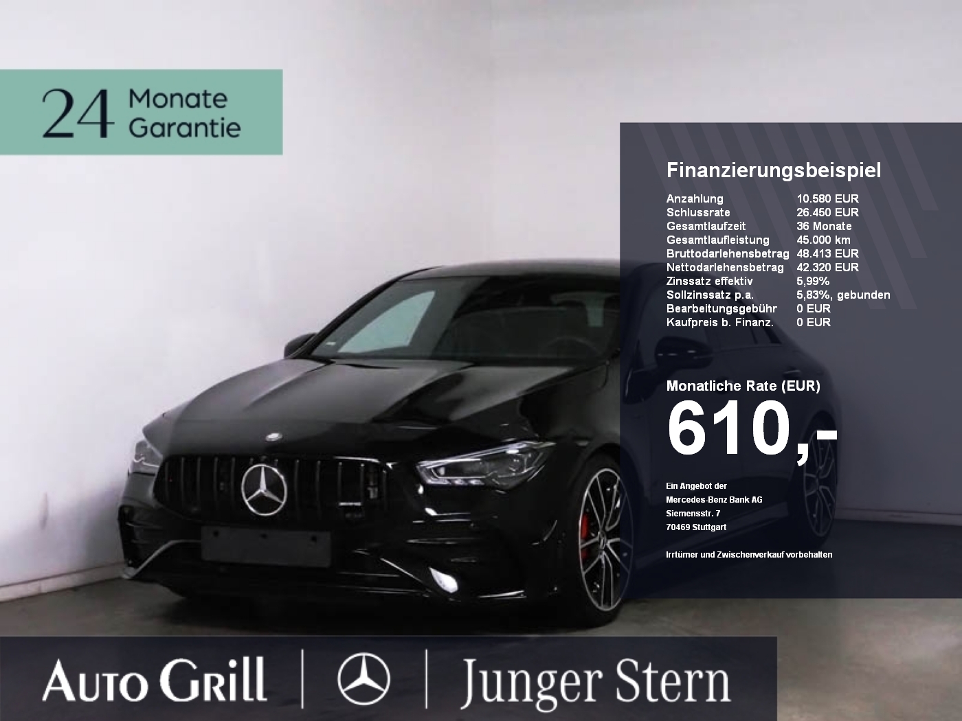 CLA 35 4M AMG Night I+II Aero Pano Burm KeyG 360