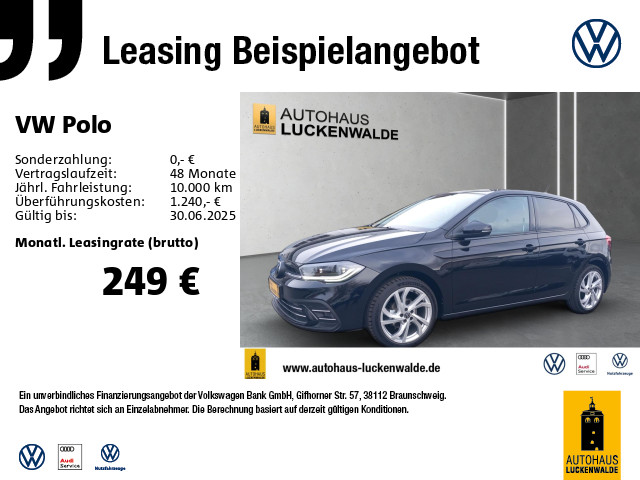 Polo Style 1,0 l TSI OPF 70 kW (95 PS) 7 -Gang-Doppelkupplungsgetriebe DSG
