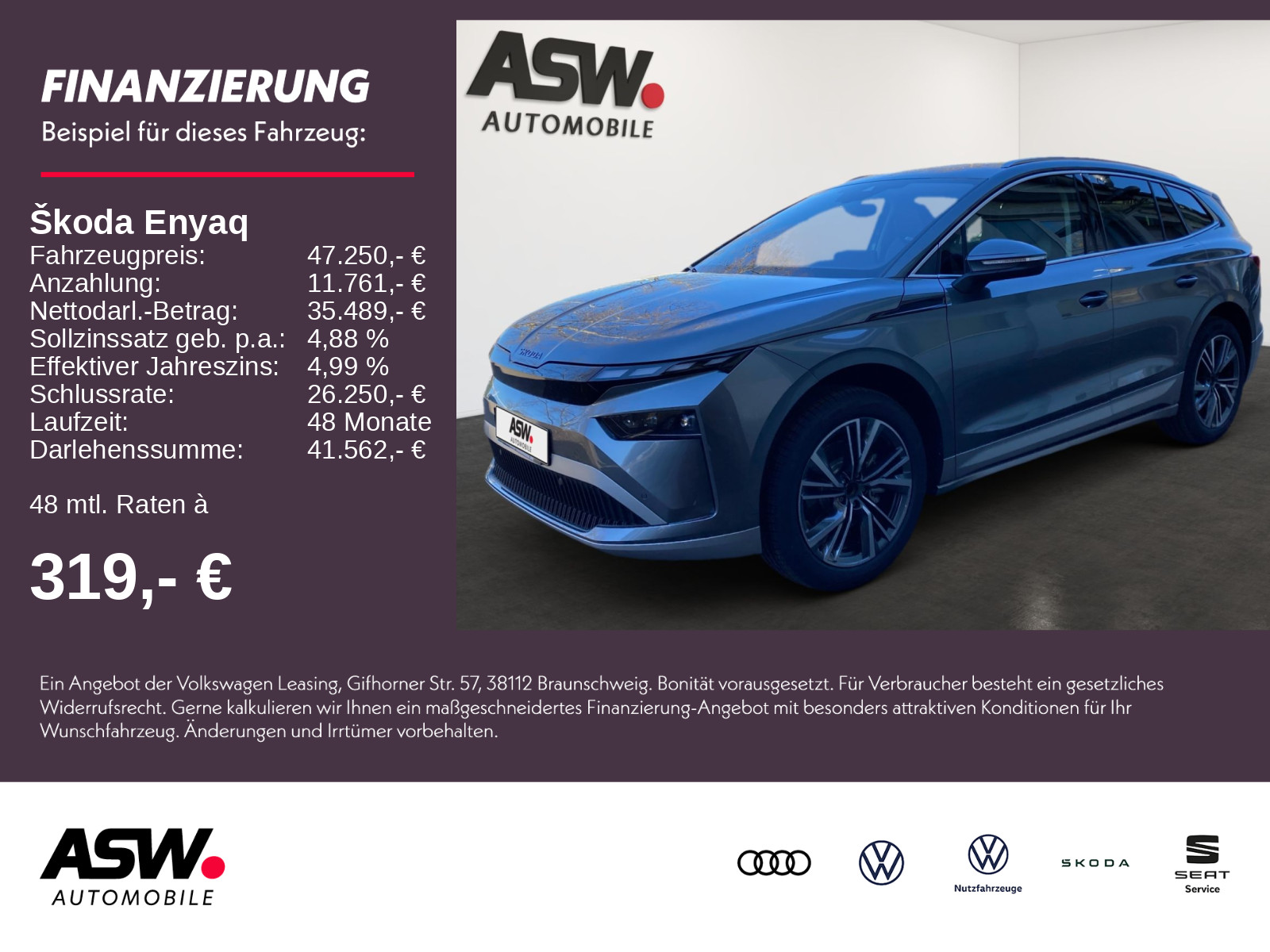 Enyaq 60 Elektromotor 204PS ACC Kamera SHZ AHK