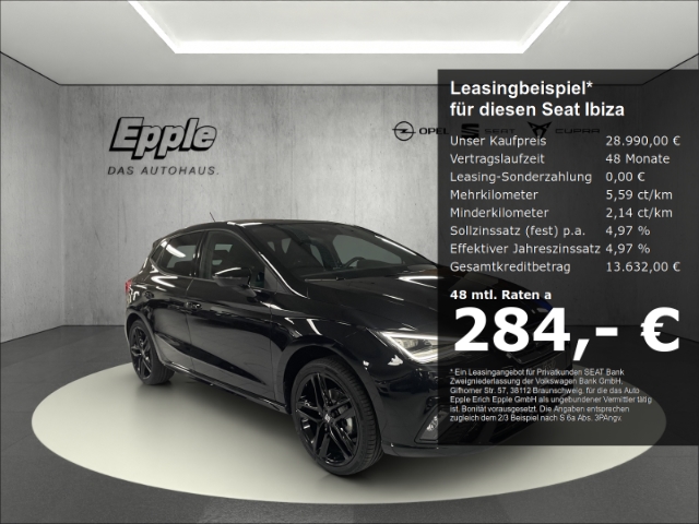 Ibiza FR Black Edition 1.0 TSI 85 kW (116 PS) 7-Gang-DSG Navi Rückfahrkamera