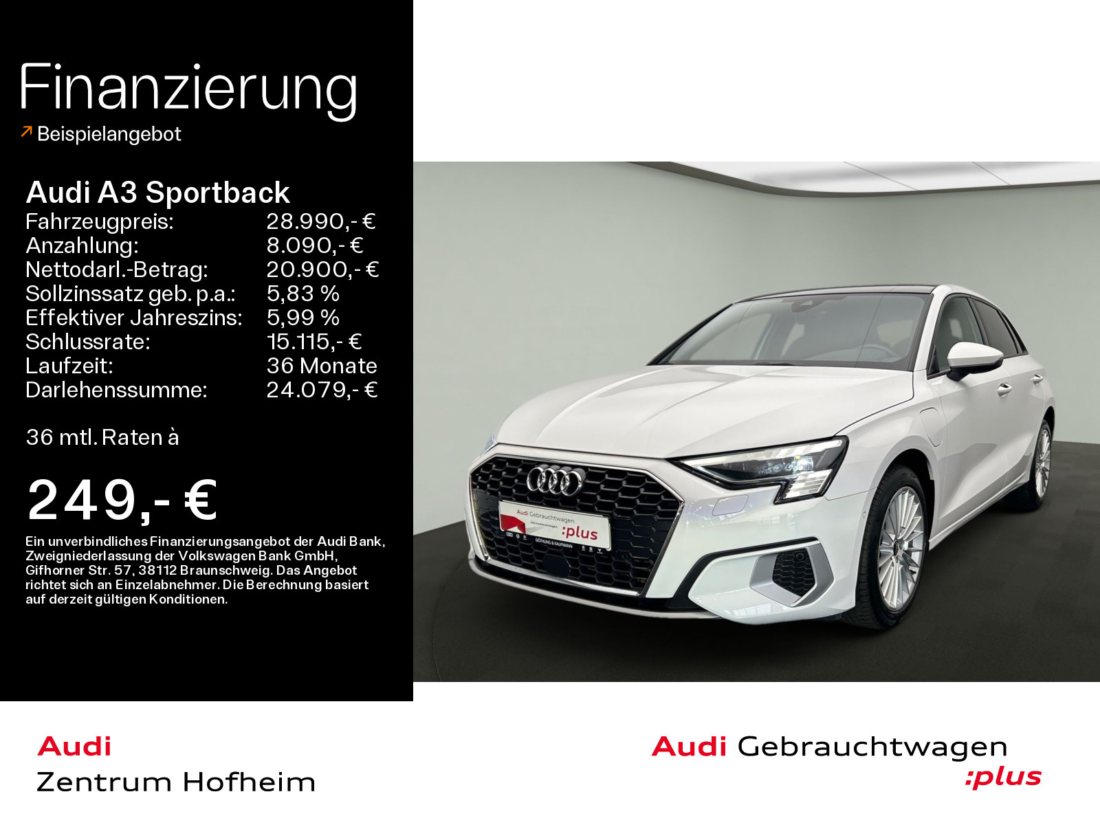 A3 Sportback 40 TFSIe Advanced S tro*B&O*Pano*Matrix*Virtual*Navi+*Sportsitze*