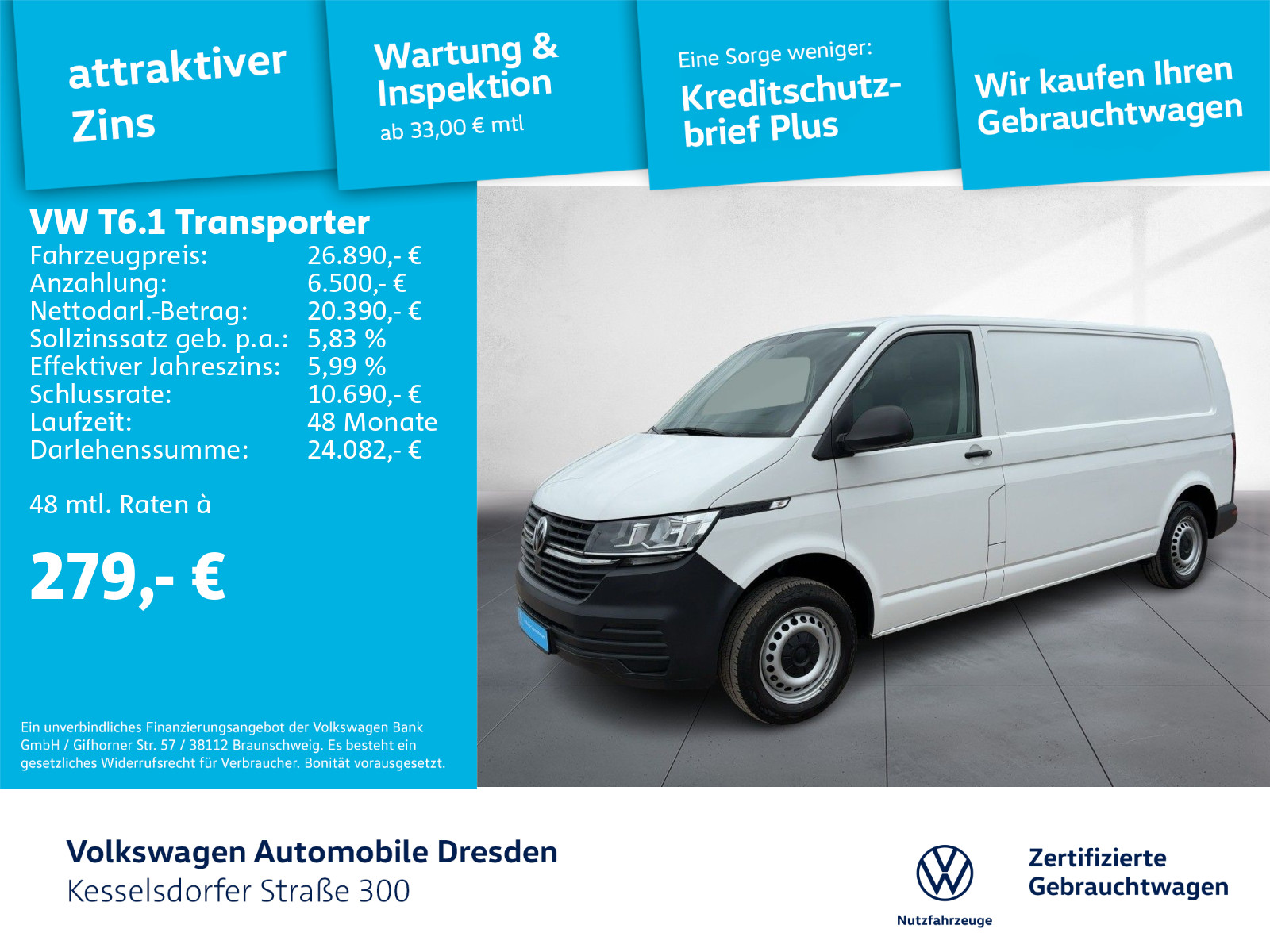 T6.1 2.0 TDI Kasten LR EcoProfi Klima DAB PDC