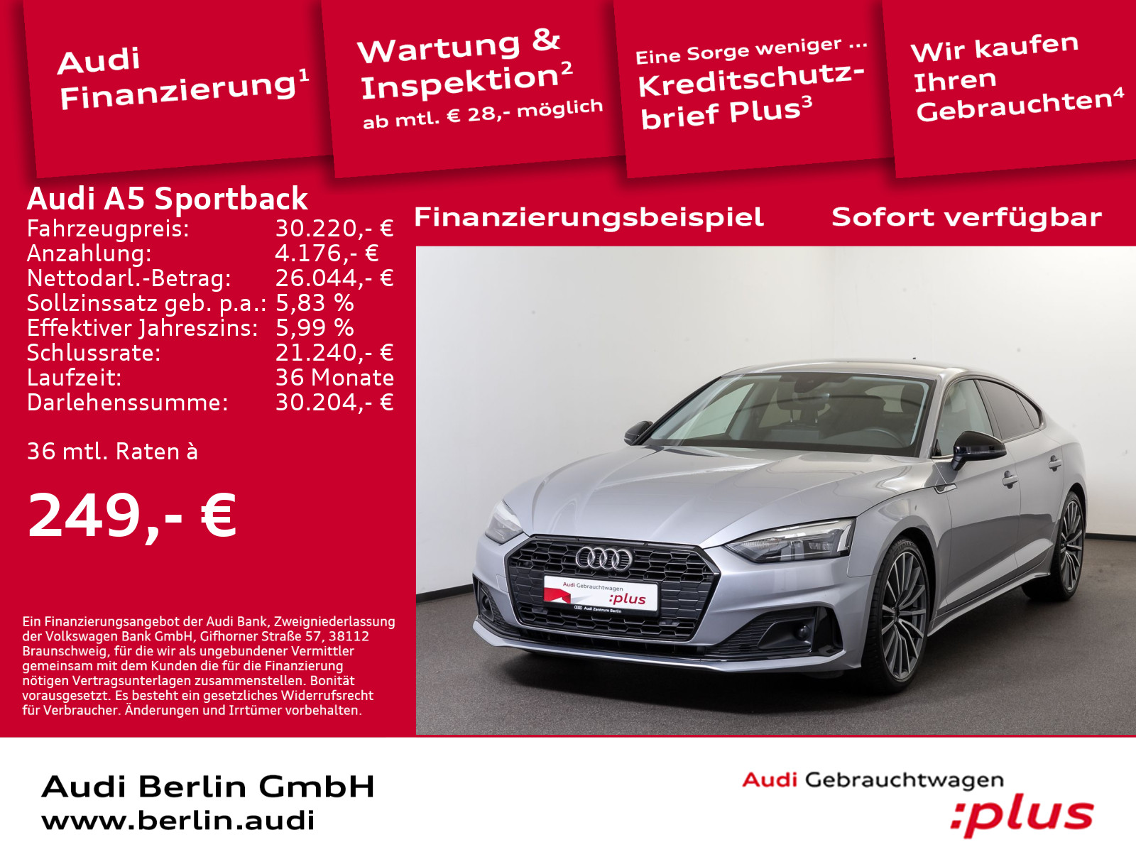 A5 Sportback Advanced 35 TDI S tr. NAVI AHK LED