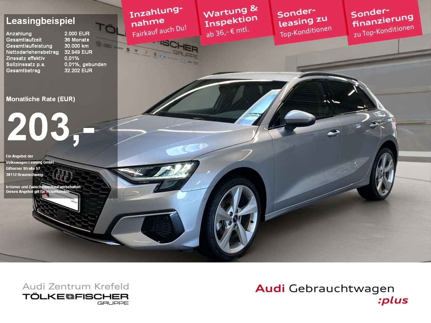 A3 Sportback 30 2.0 TDI advanced FLA ParkAss LM