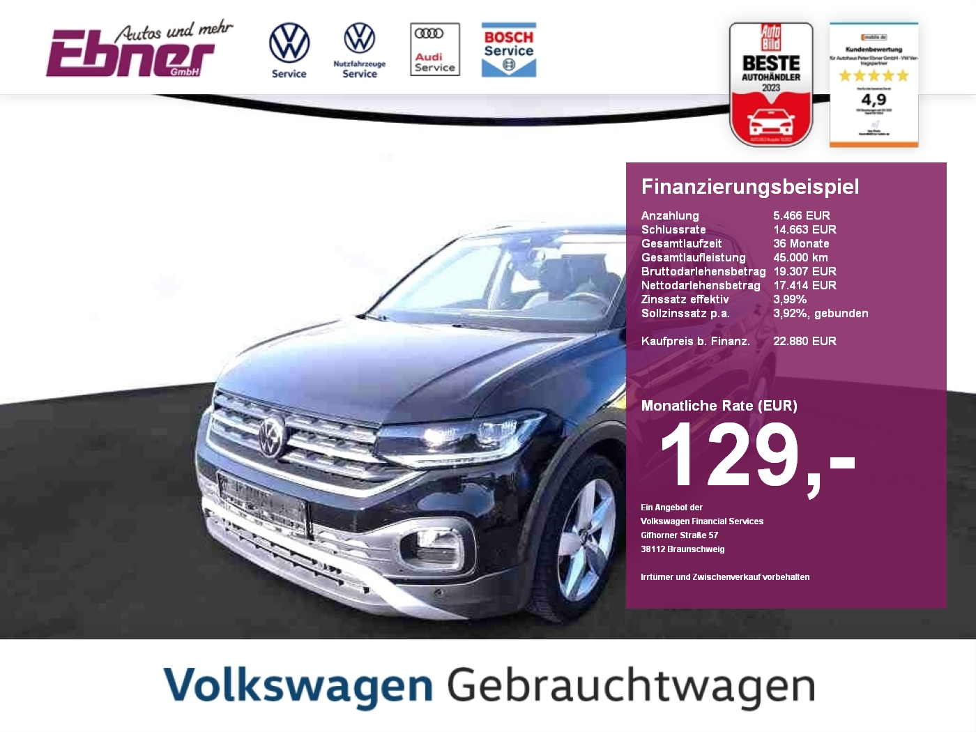 T-Cross STYLE TSI DSG ACC+KAMERA+LED+NAVI+APP+17 ALU!