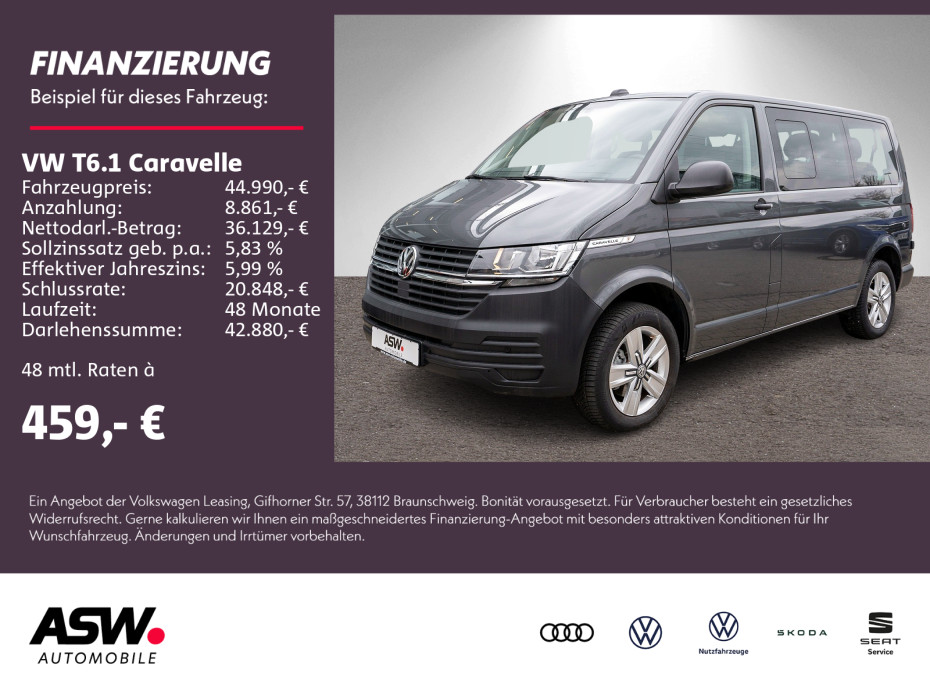 T6.1 Caravelle Trendline 2.0TDI DSG AHK 8-Sitzer