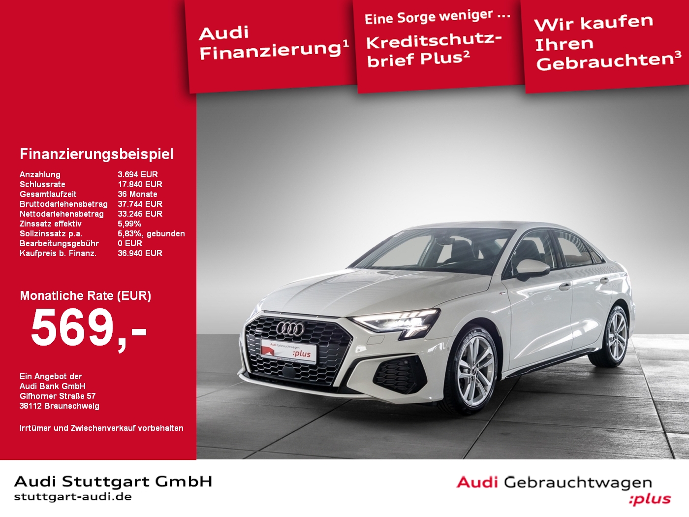 Audi A3 Limousine 40 TDI qu S line Assistenz