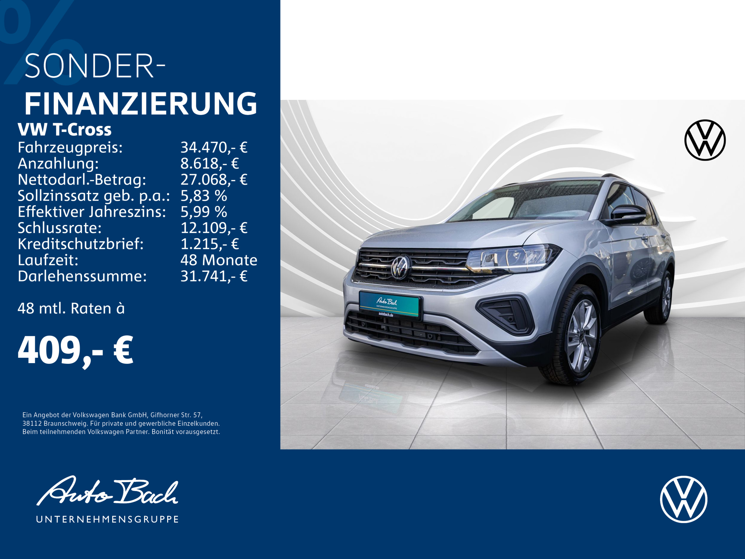 T-Cross Life 1.0 l TSI OPF 85 kW (116 PS) 7-Gang-Doppelkupplungsgetriebe DSG